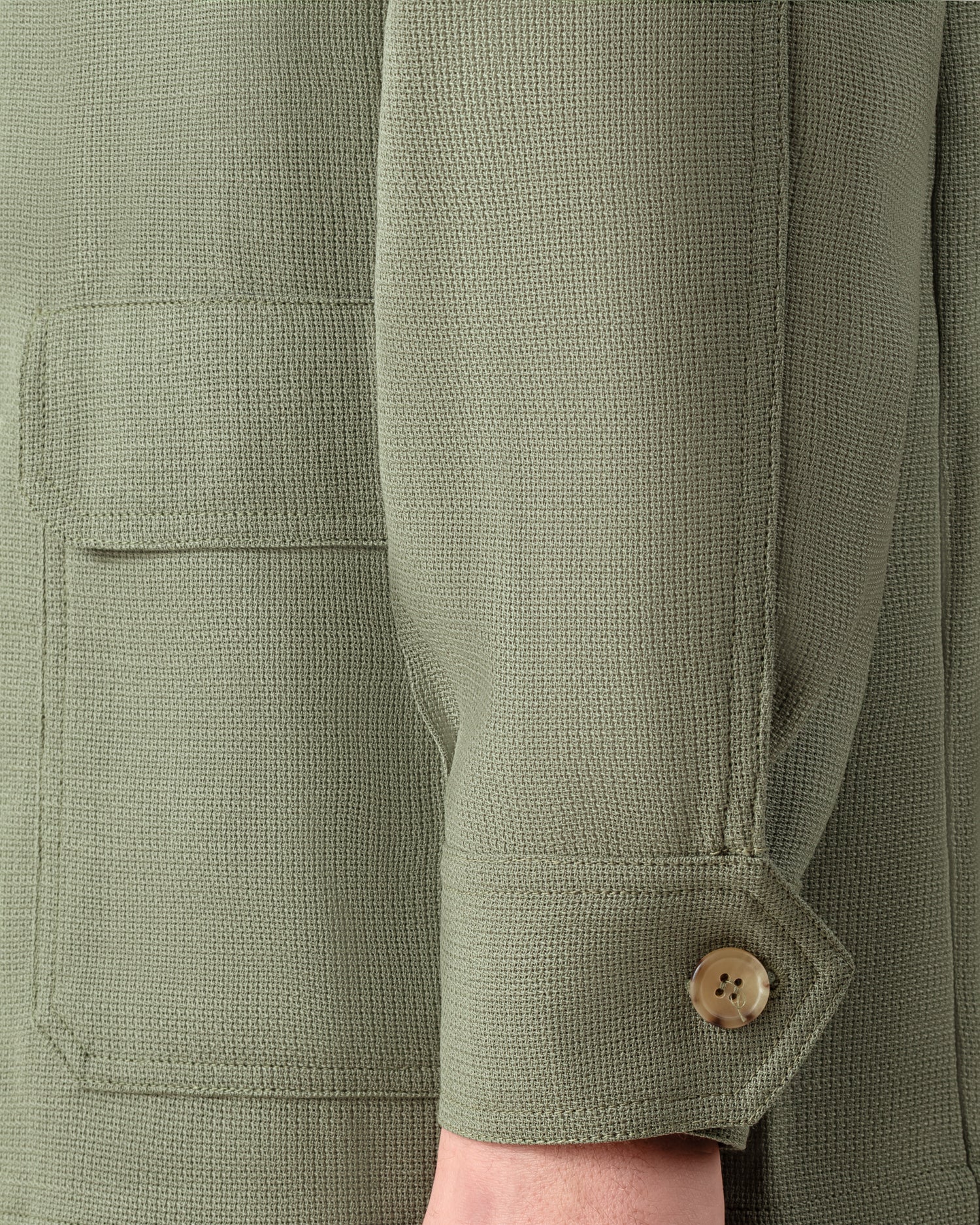 Teba jacket in Hardy Minnis Fresco wool - lightweight Spanish jacket with shawl collar, patch pockets and horn buttons - BEIGE