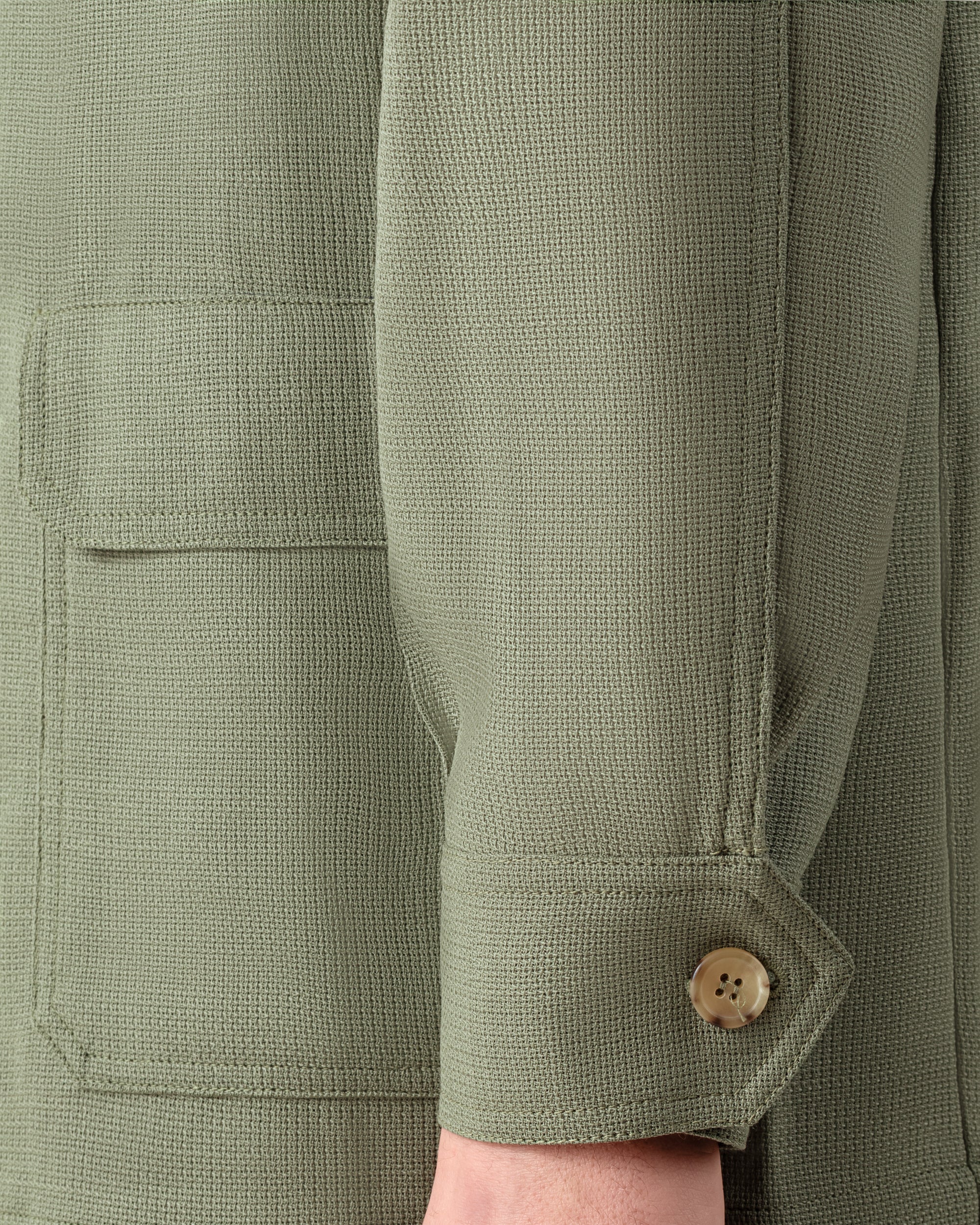 Teba jacket in Hardy Minnis Fresco wool - lightweight Spanish jacket with shawl collar, patch pockets and horn buttons - BEIGE