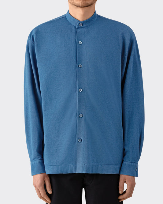 Arpenteur Opto long-sleeve Rachel knit shirt in pastel worn by model at Beige Habilleur Paris