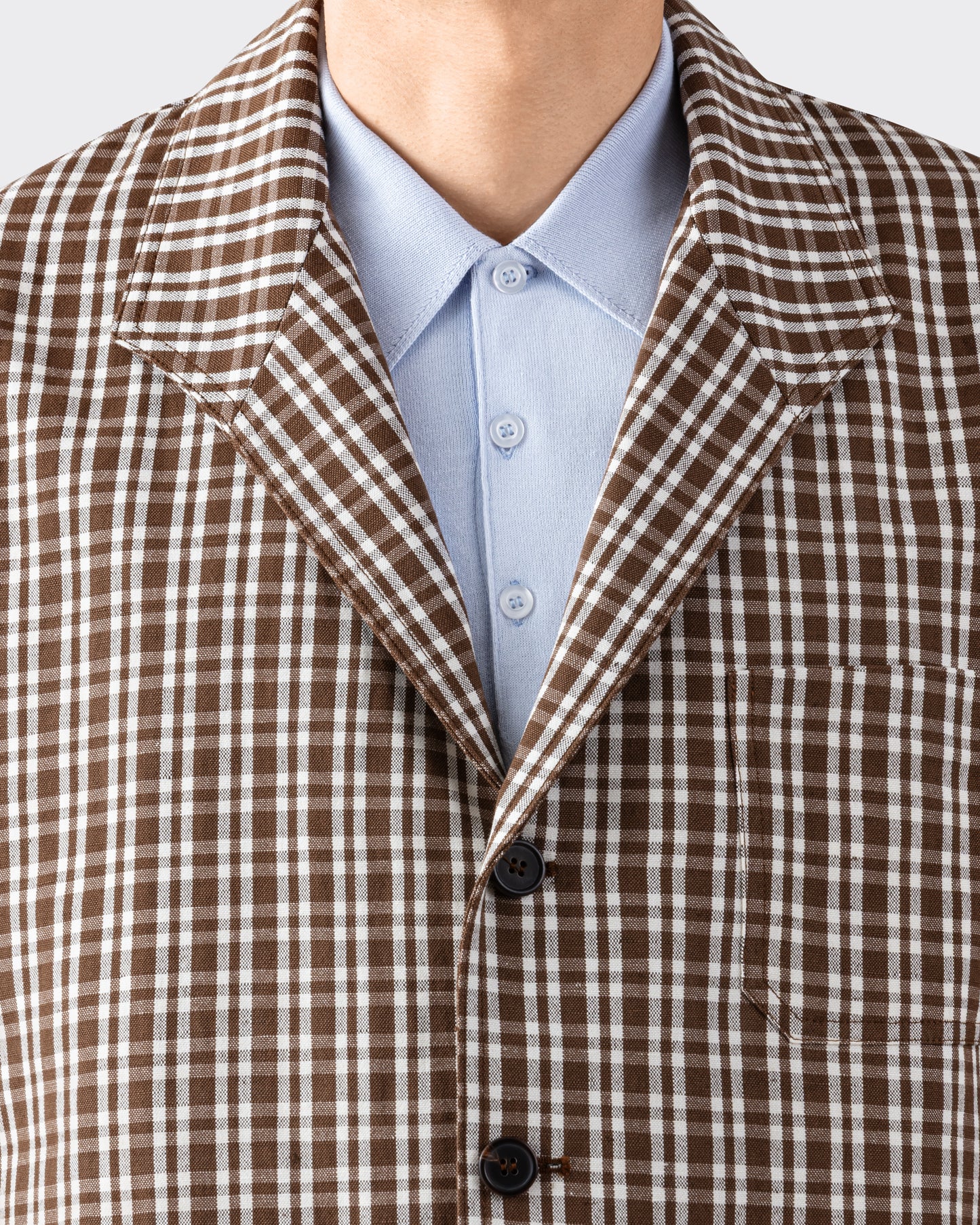 Checked Linen and Cotton Teba Jacket : Coffee