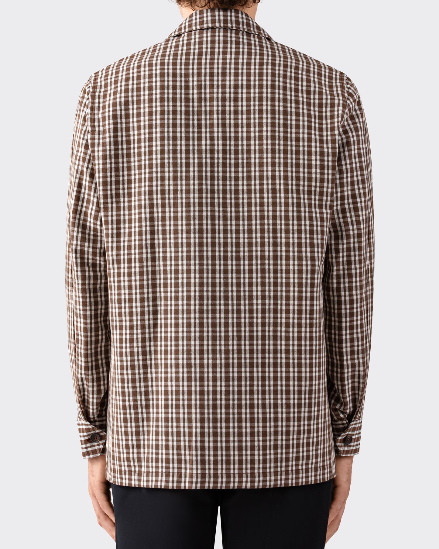 Checked Linen and Cotton Teba Jacket : Coffee