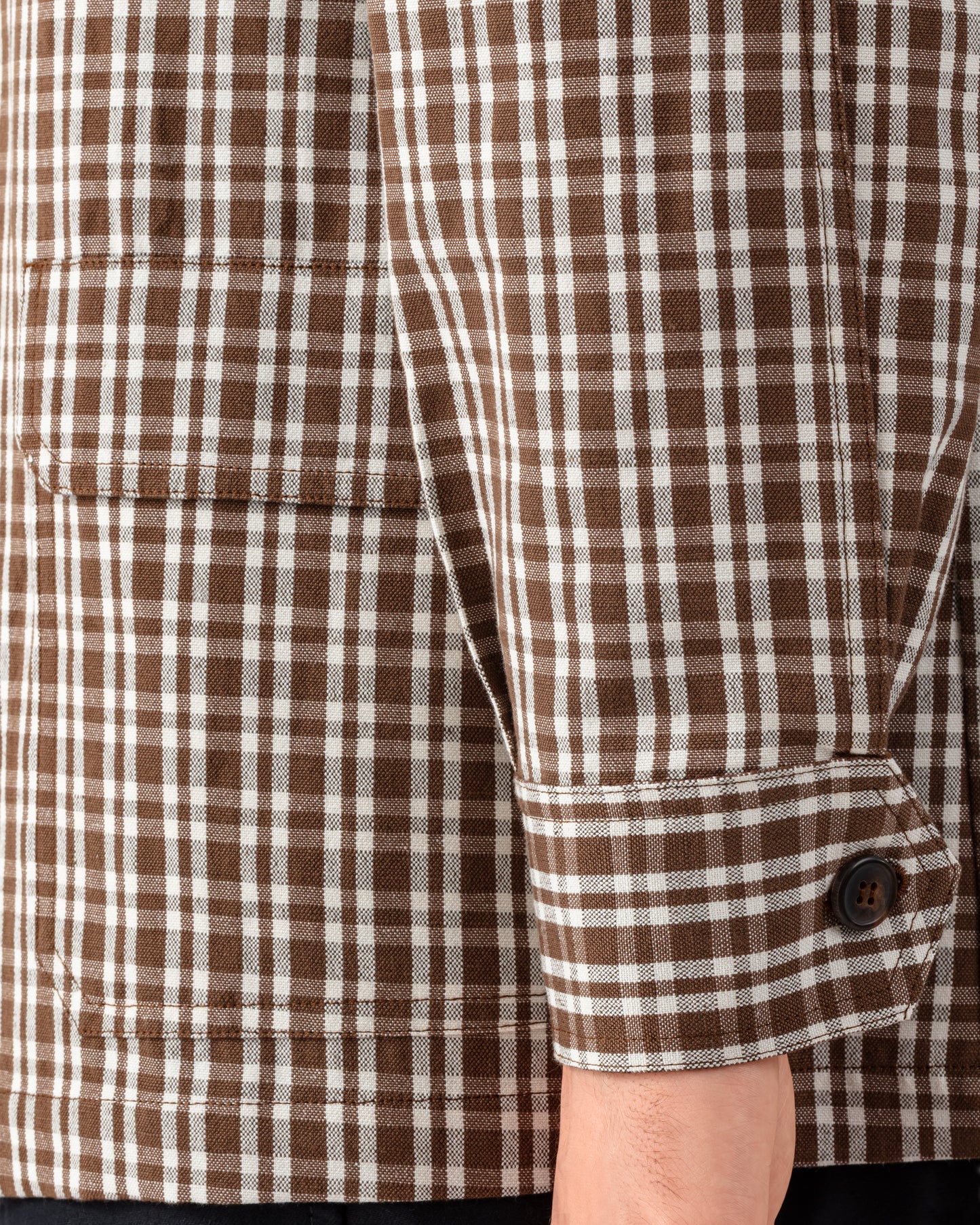 Checked Linen and Cotton Teba Jacket : Coffee