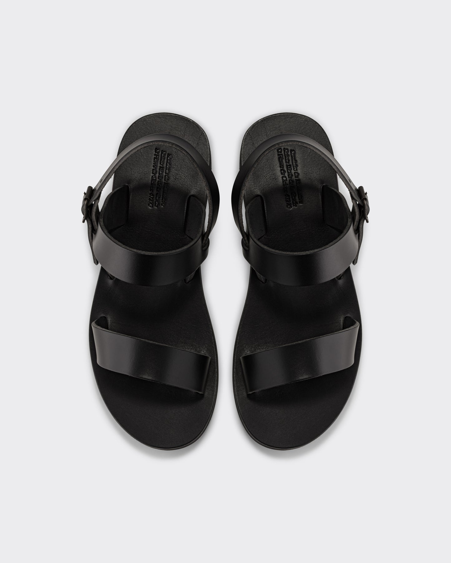 Black leather Benoit monk sandals three quarter view, Monastere Sainte-Marie de la Garde