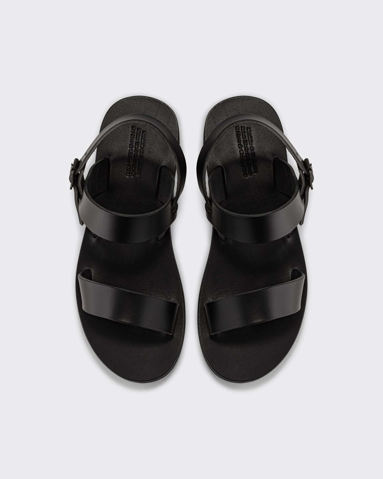 Black leather Benoit monk sandals three quarter view, Monastere Sainte-Marie de la Garde