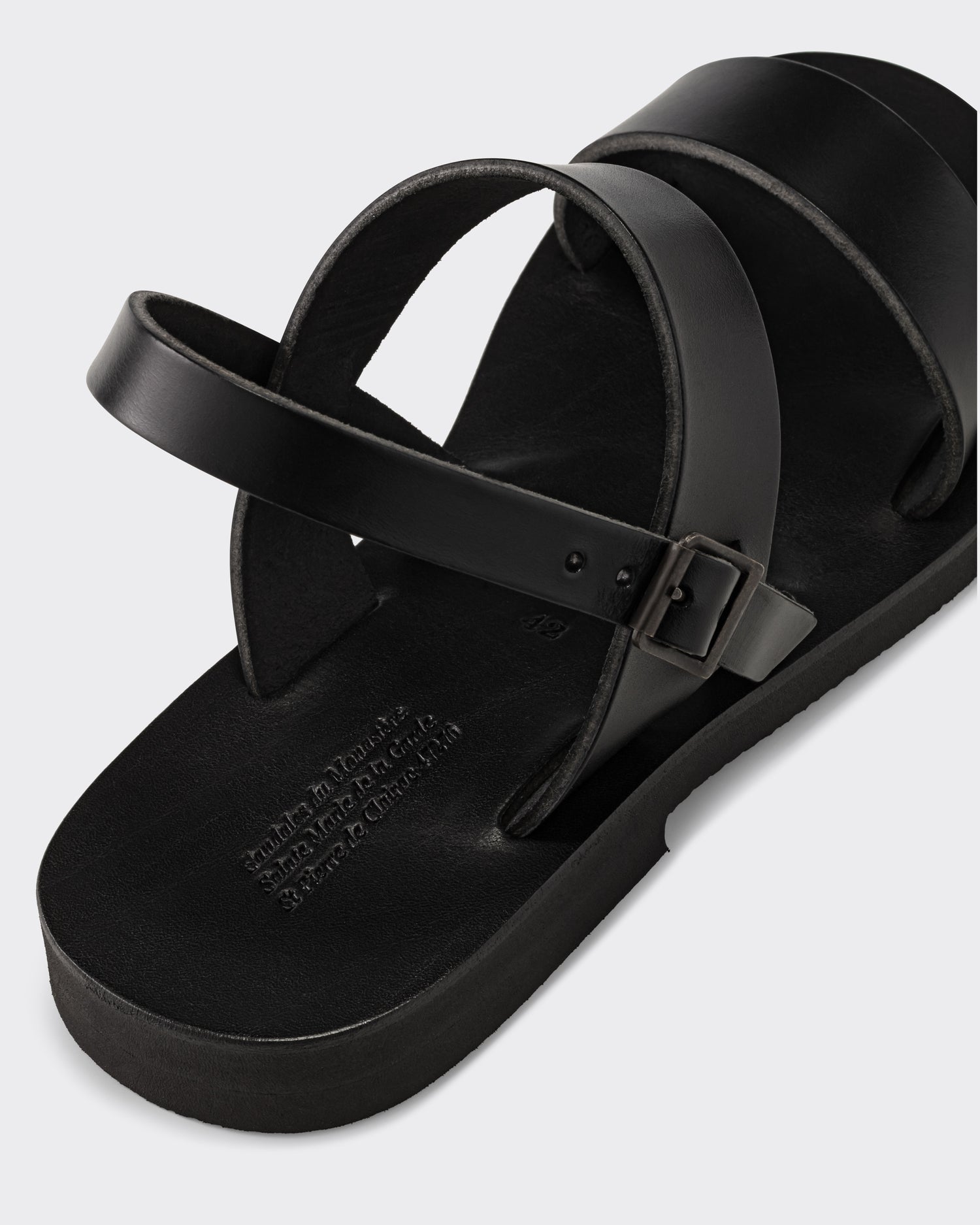 Black full-grain leather Benoit sandals detail, BEIGE HABILLEUR PARIS