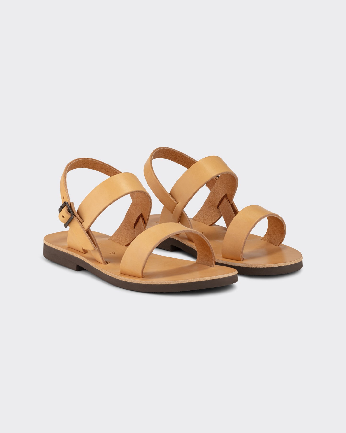 Natural leather Benoit monk sandals top view, handcrafted in France for BEIGE HABILLEUR PARIS