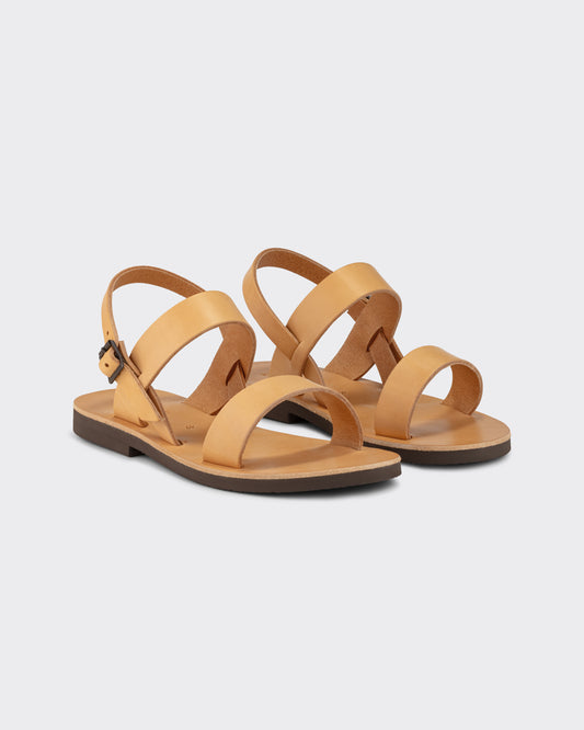 Natural leather Benoit monk sandals top view, handcrafted in France for BEIGE HABILLEUR PARIS