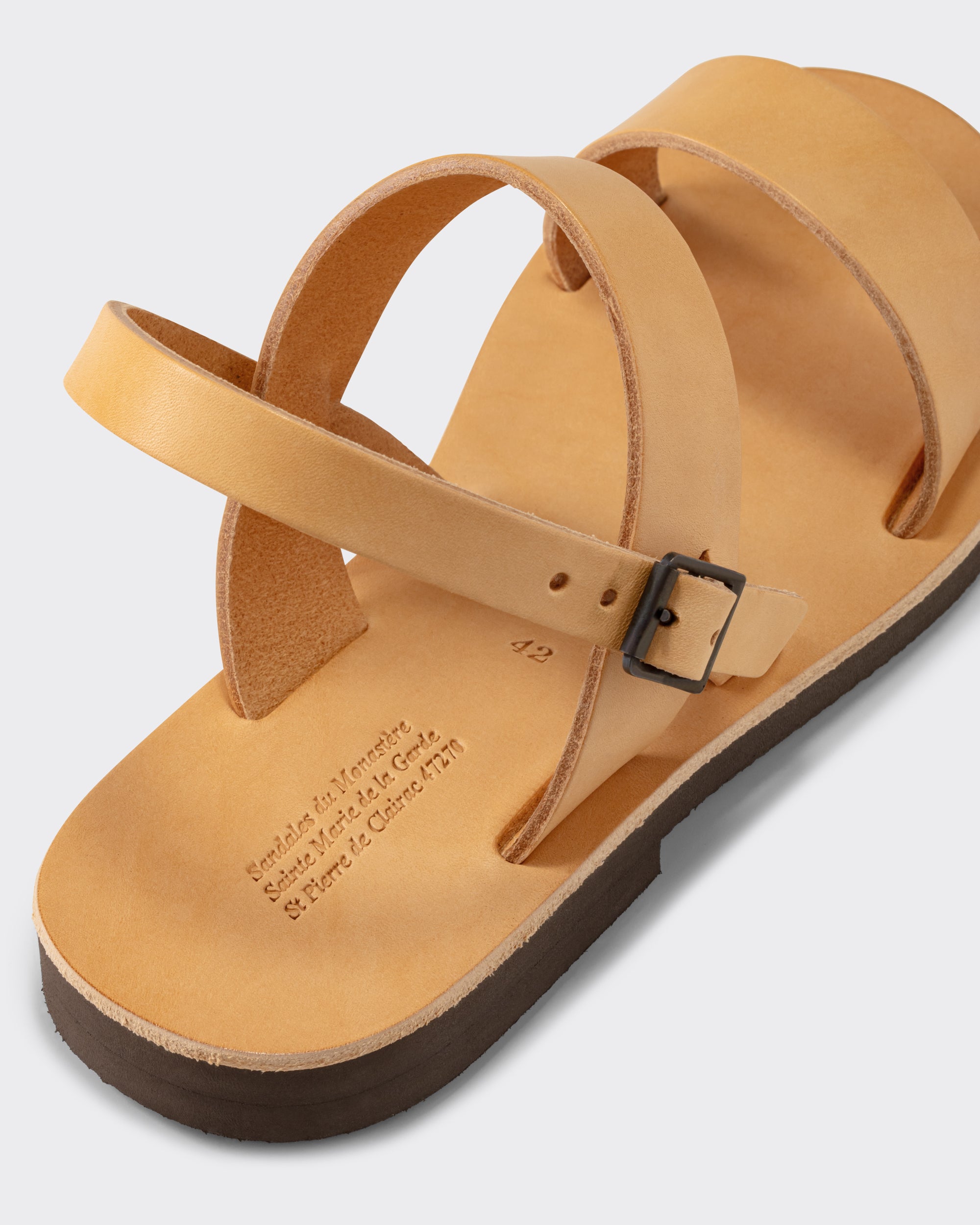 Natural full-grain leather Benoit sandals detail, BEIGE HABILLEUR PARIS