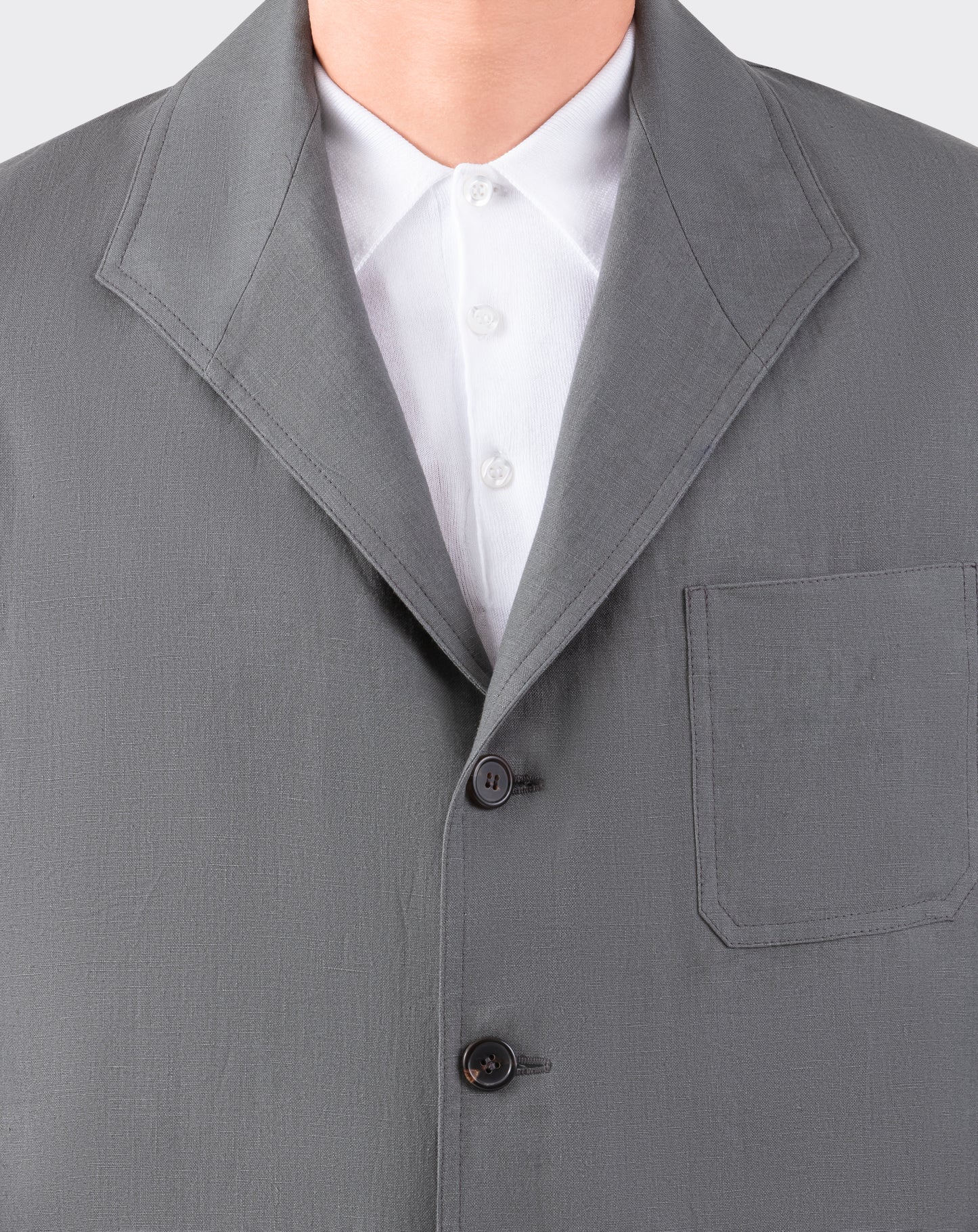 Teba Jacket en Lin Français : Gris Acier