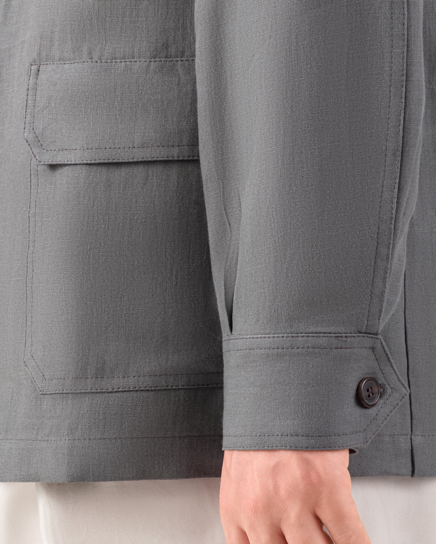 Teba Jacket en Lin Français : Gris Acier