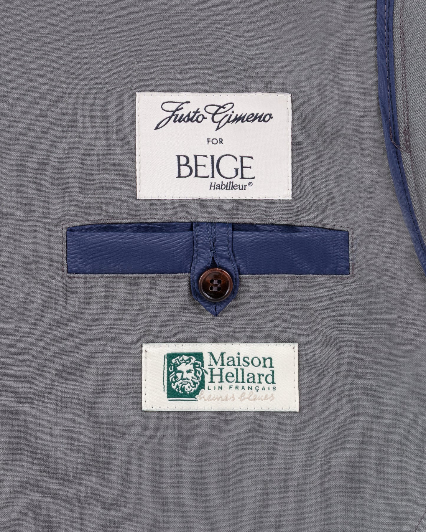 Teba Jacket en Lin Français : Gris Acier