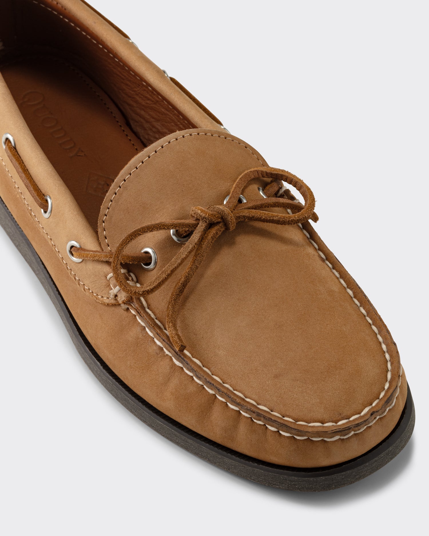 Quoddy Canoe shoes in beige nubuck leather, BEIGE HABILLEUR PARIS
