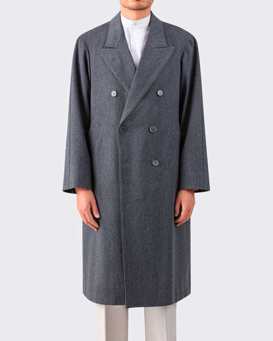 “BERTO” Double-Breasted Wool Coat : Grey