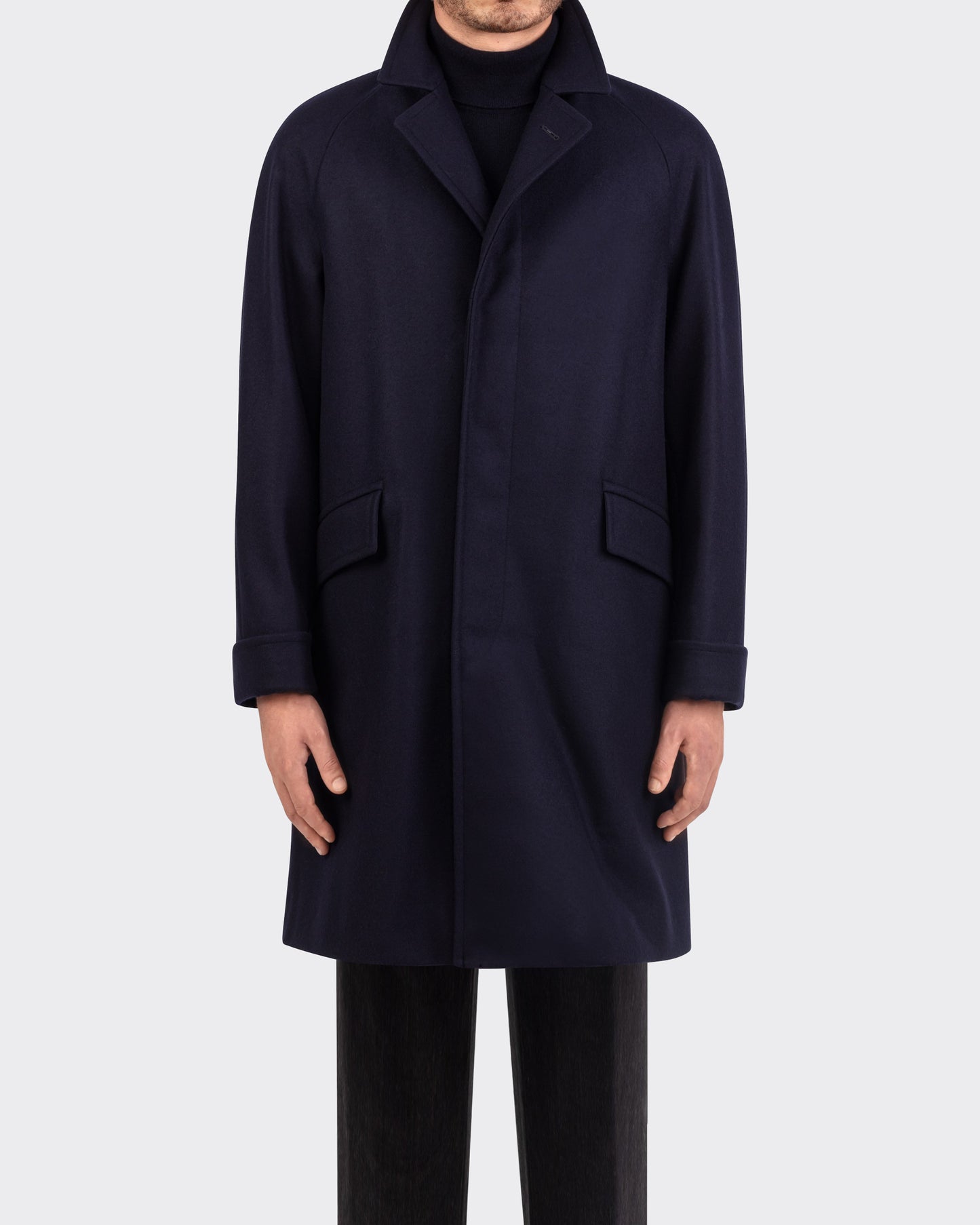 "CORB" Wool & Cashmere Coat : Navy