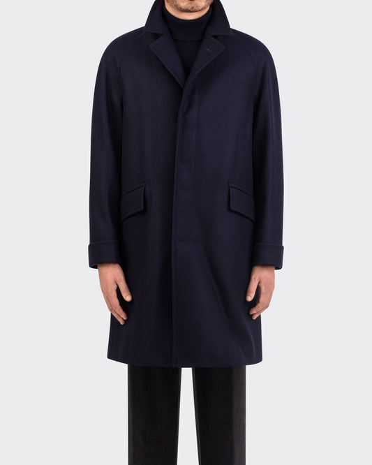 "CORB" Wool & Cashmere Coat : Navy
