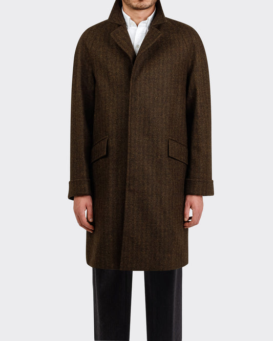 "CORB" Chevron Tweed Coat : Dark Brown
