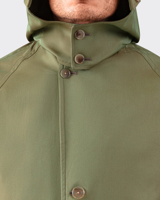 “CORB II” COTTON GABARDINE COAT : OLIVE