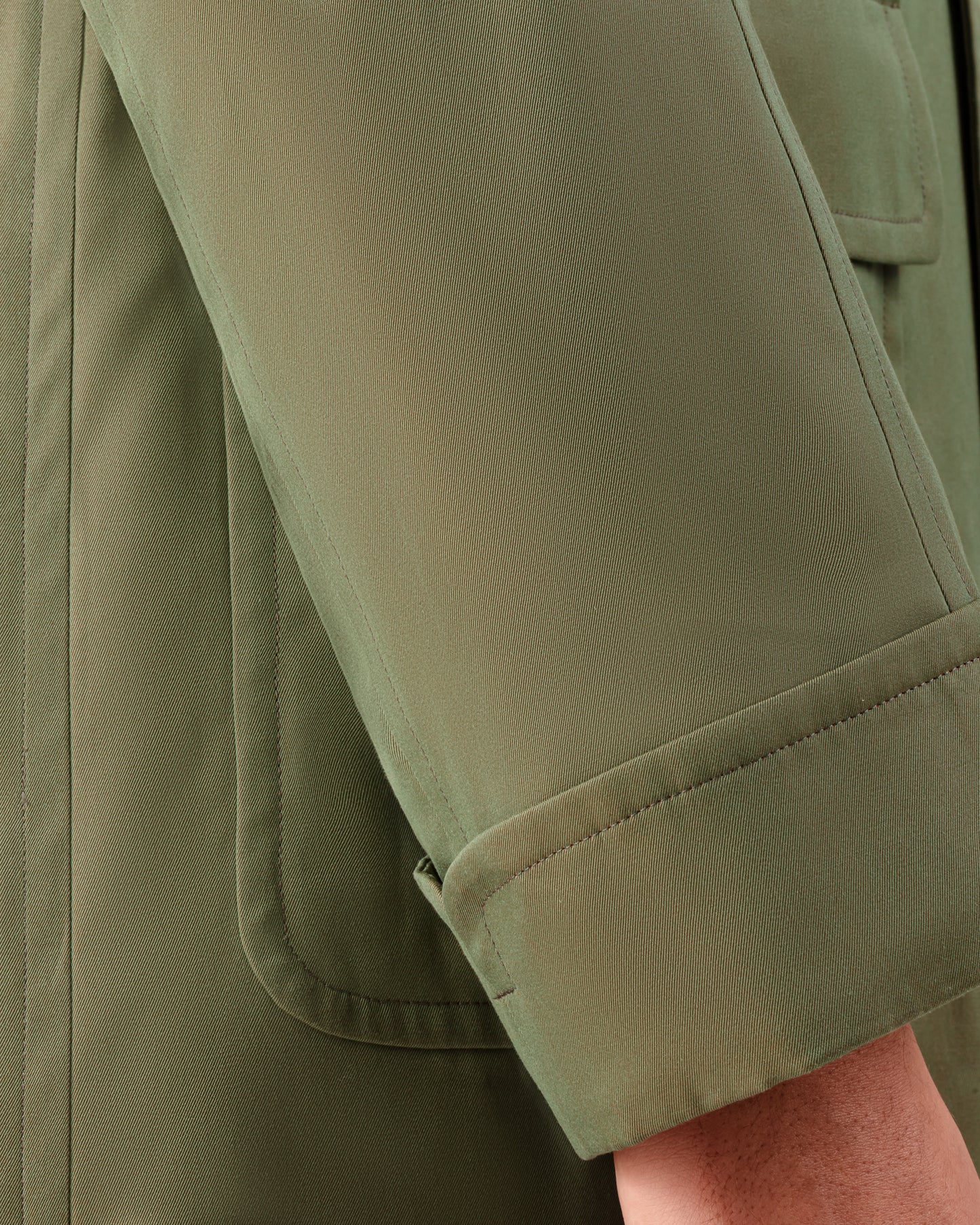 “CORB II” COTTON GABARDINE COAT : OLIVE