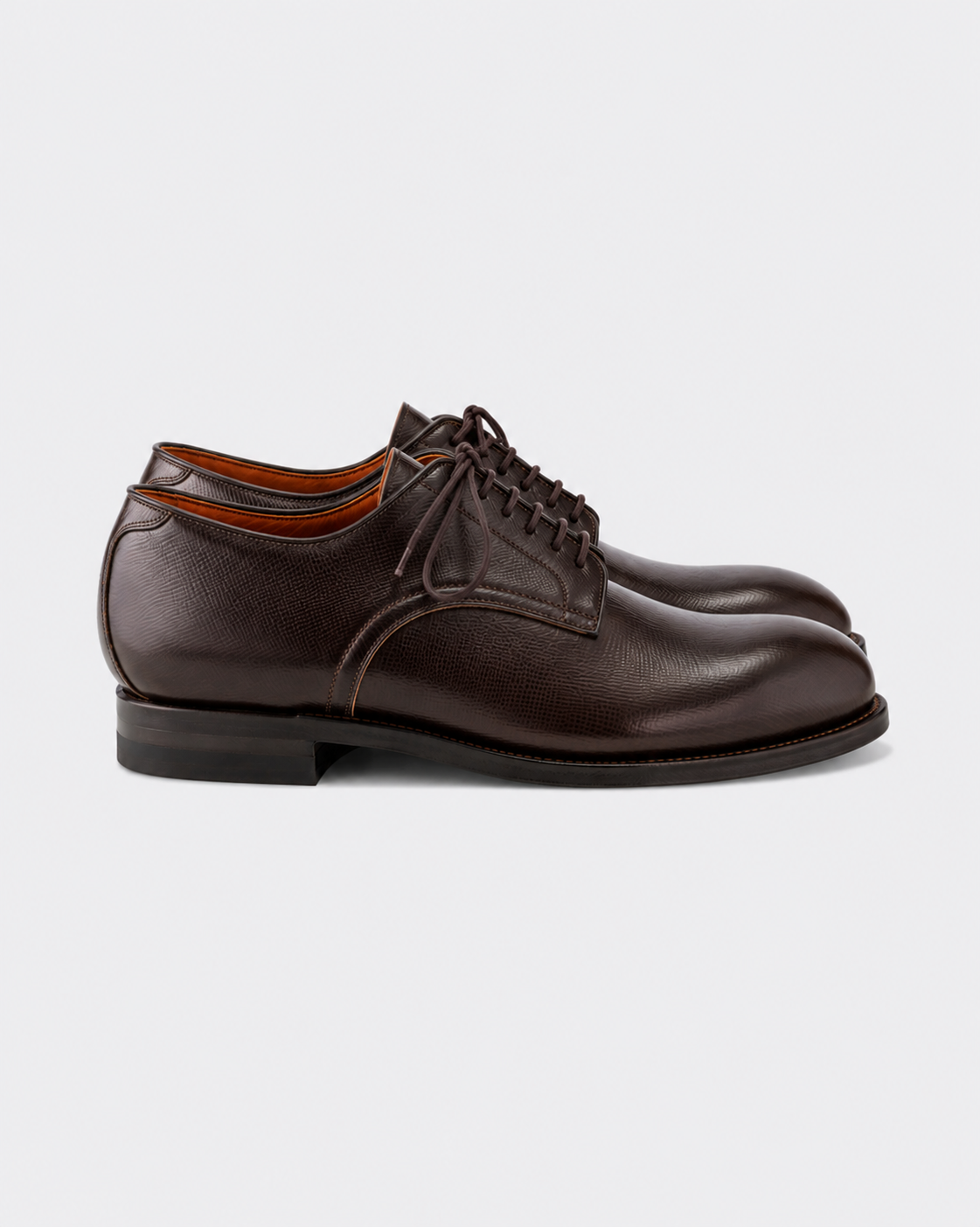 Viberg Navvy Cut Derby in malt brown Alcazar grained calf, side view