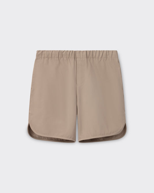 Meta Campania Collective unlined cotton drawstring shorts beige front view BEIGE HABILLEUR PARIS