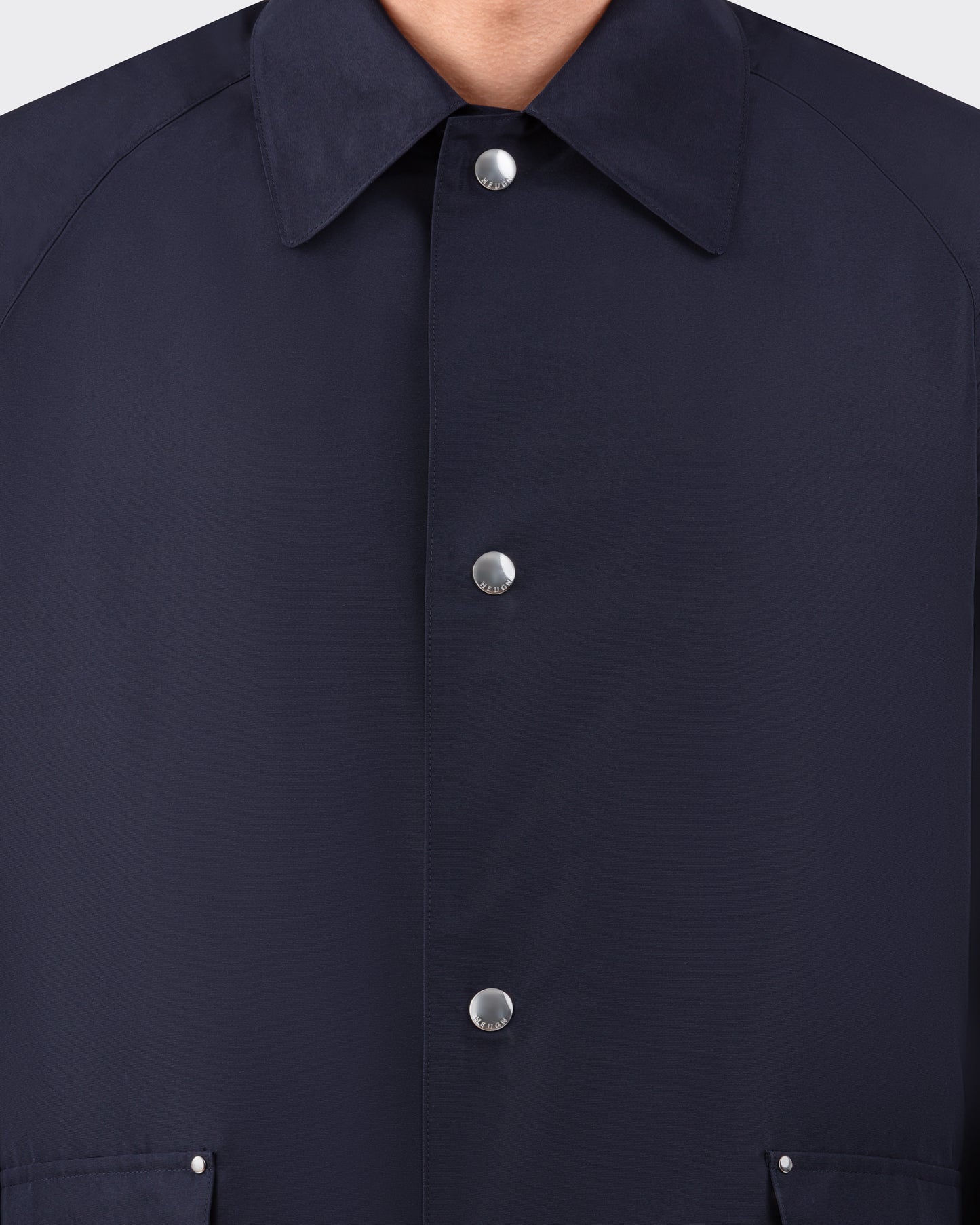 Raglan Silk Overcoat: Navy