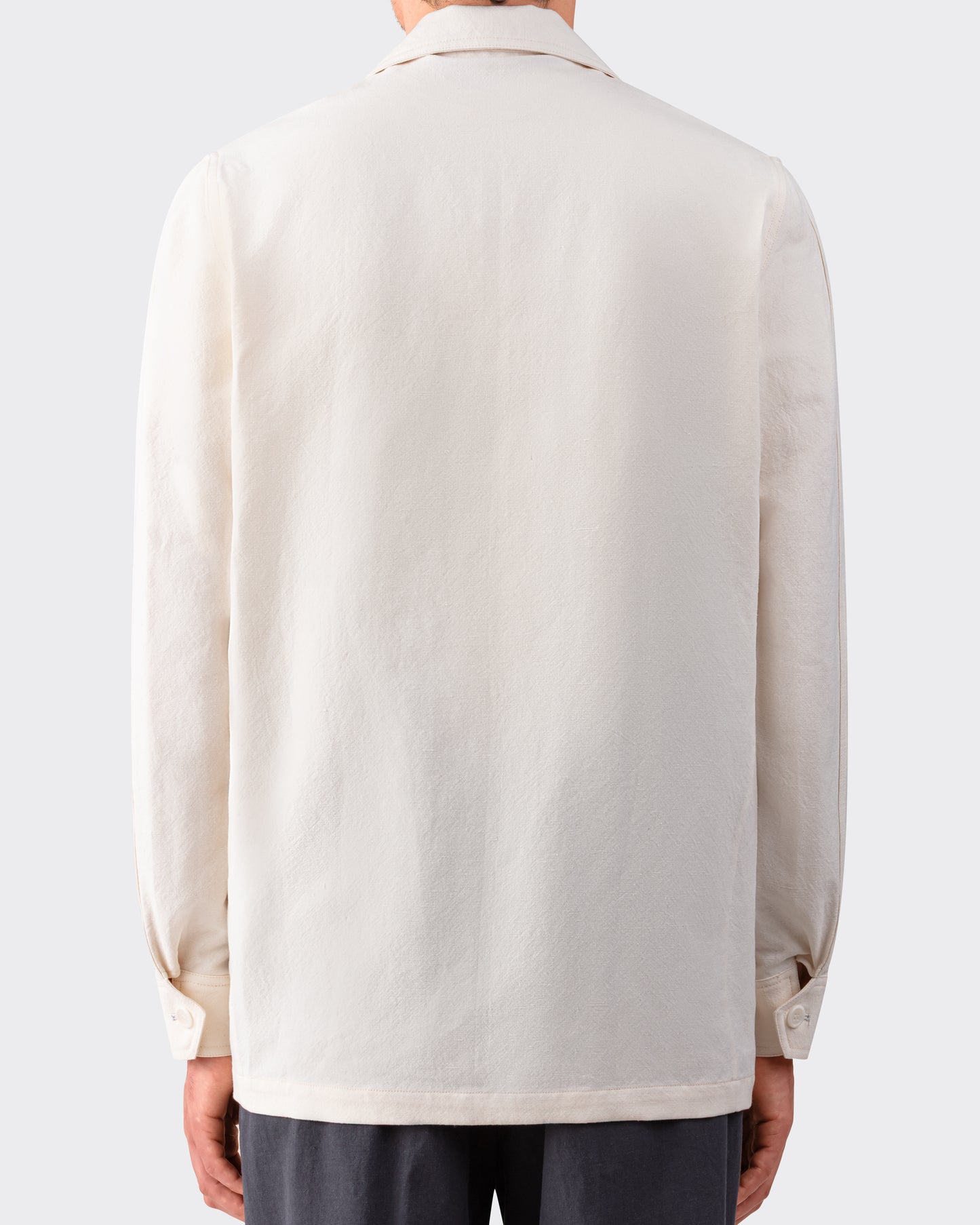 Justo Gimeno Teba Jacket in ivory linen and cotton collar and lapel detail BEIGE HABILLEUR PARIS