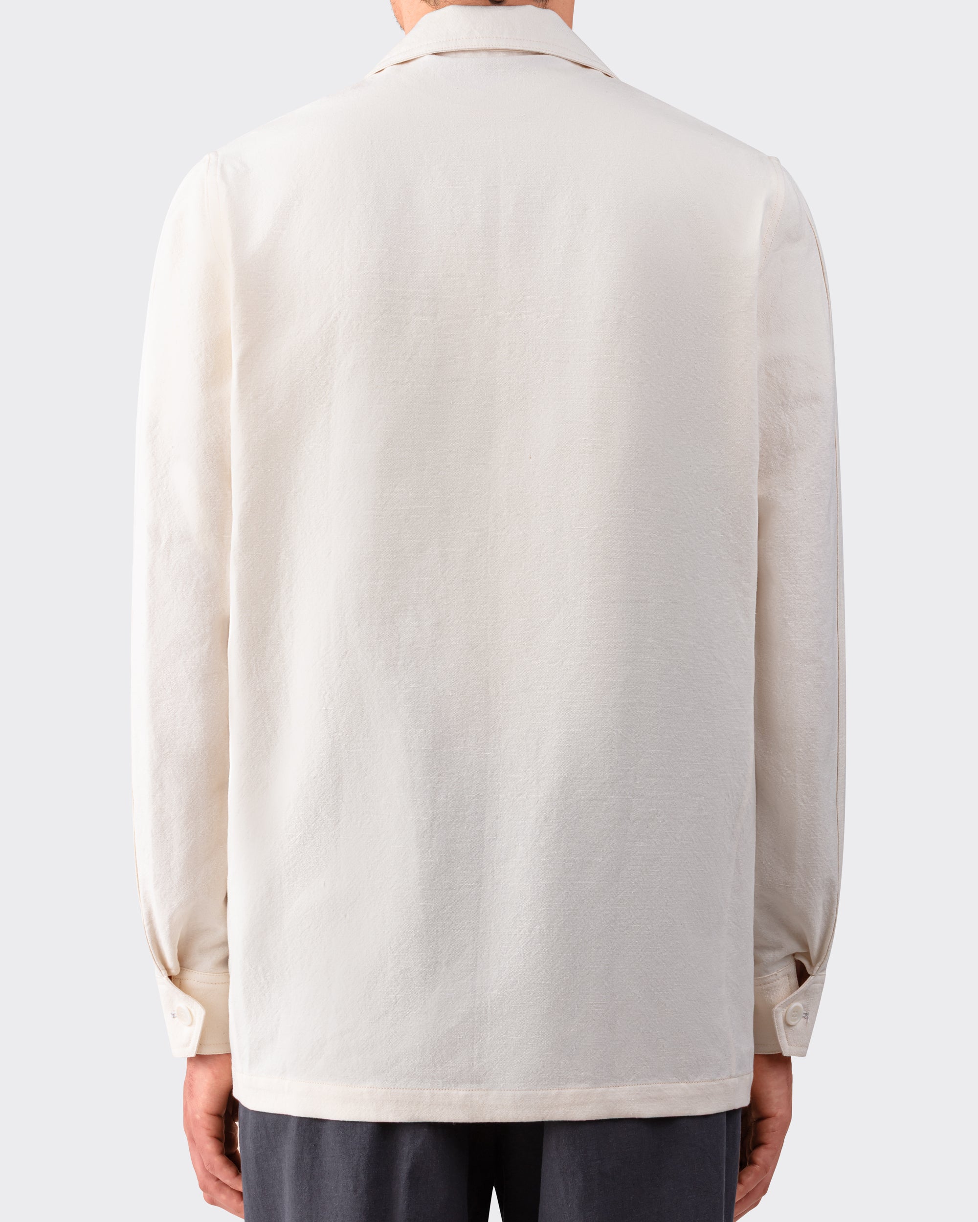 Justo Gimeno Teba Jacket in ivory linen and cotton collar and lapel detail BEIGE HABILLEUR PARIS