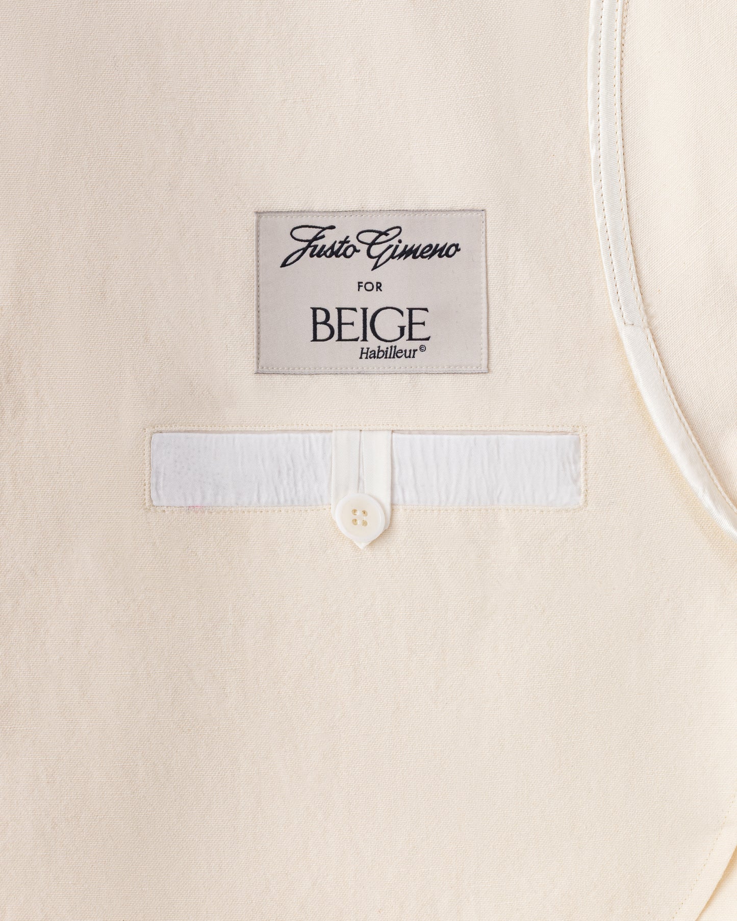 Justo Gimeno Teba Jacket in ivory linen and cotton pocket detail BEIGE HABILLEUR PARIS