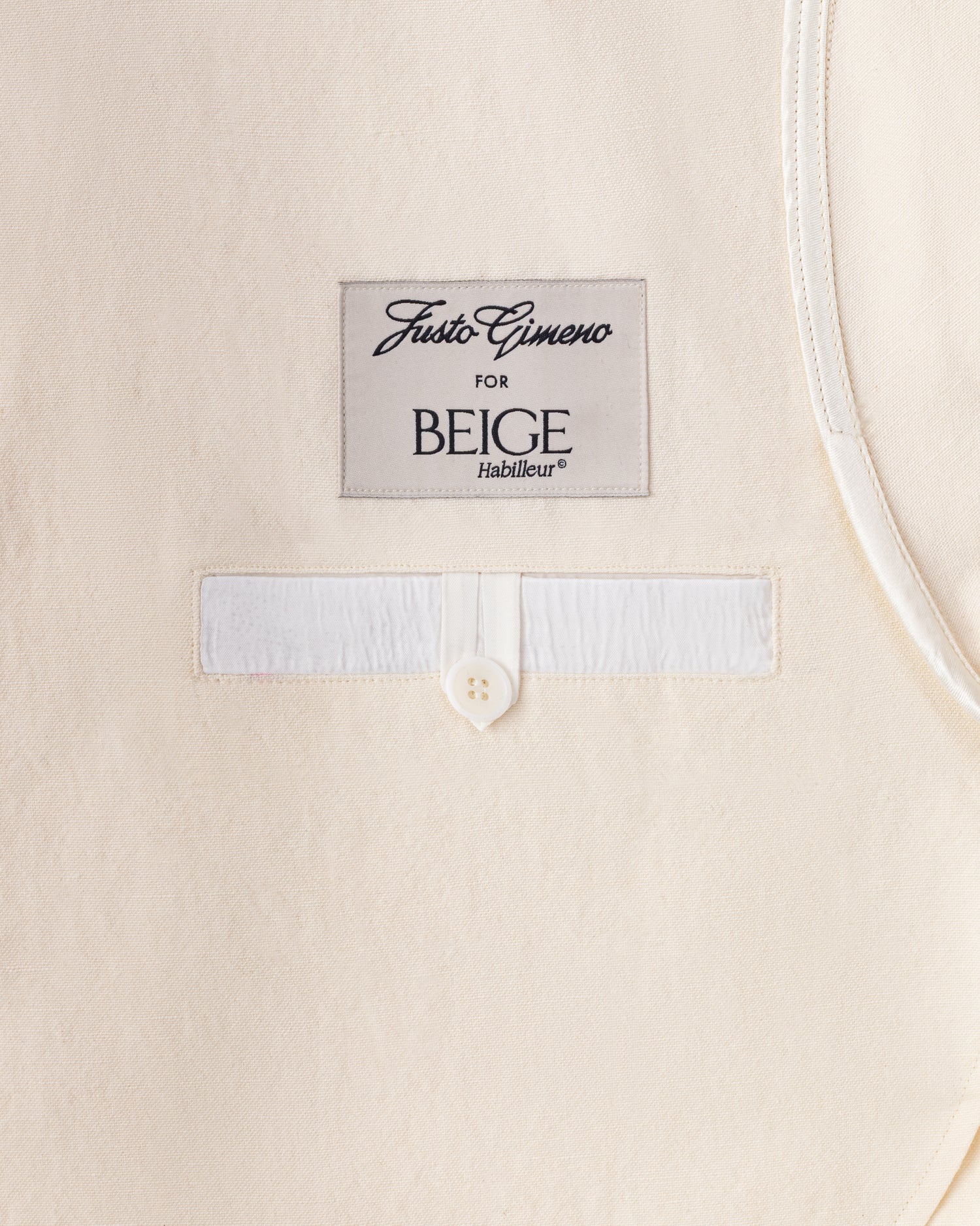 Justo Gimeno Teba Jacket in ivory linen and cotton pocket detail BEIGE HABILLEUR PARIS