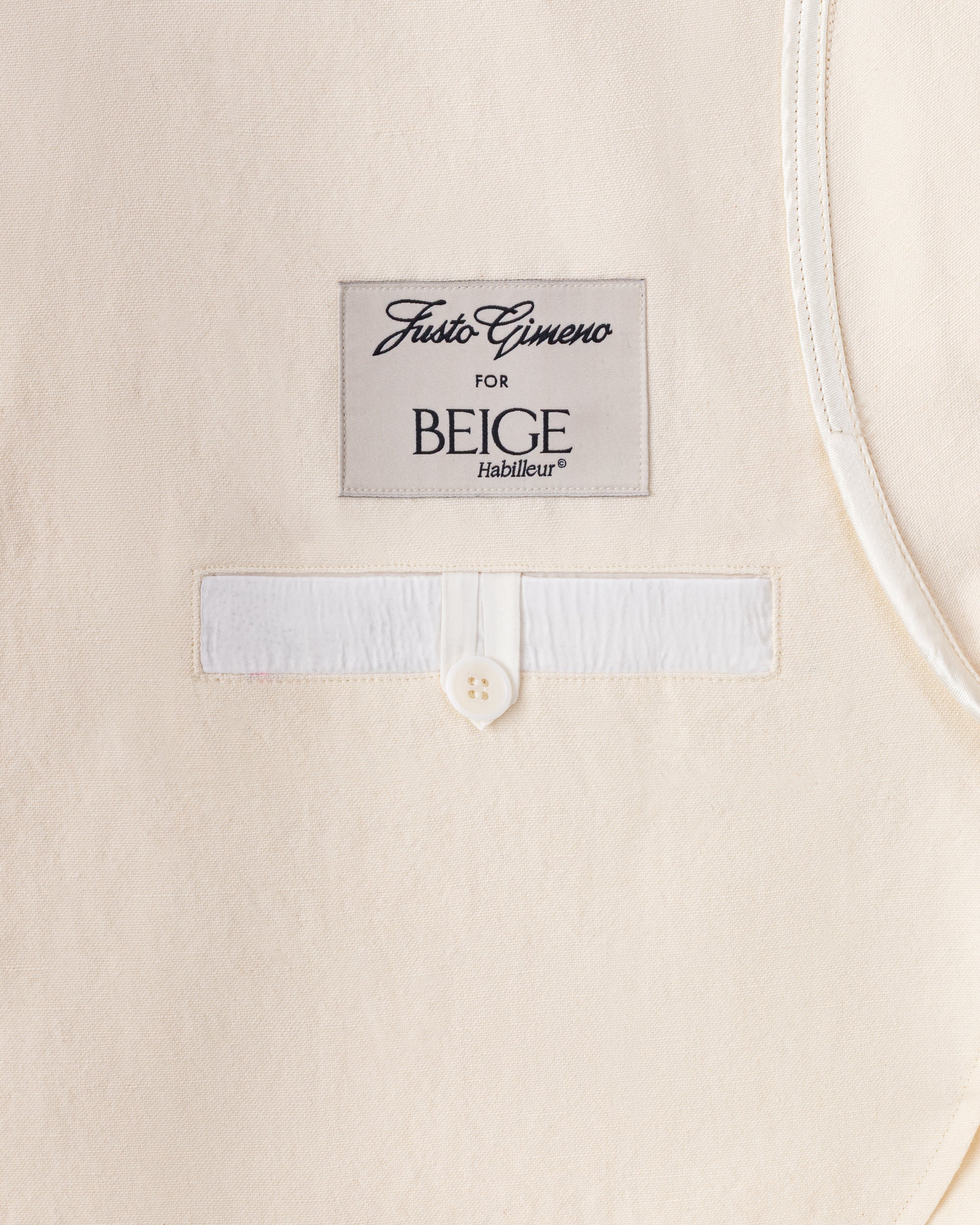 Justo Gimeno Teba Jacket in ivory linen and cotton pocket detail BEIGE HABILLEUR PARIS
