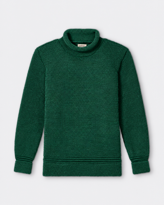 Pull Col Roulotté : Vert Sapin