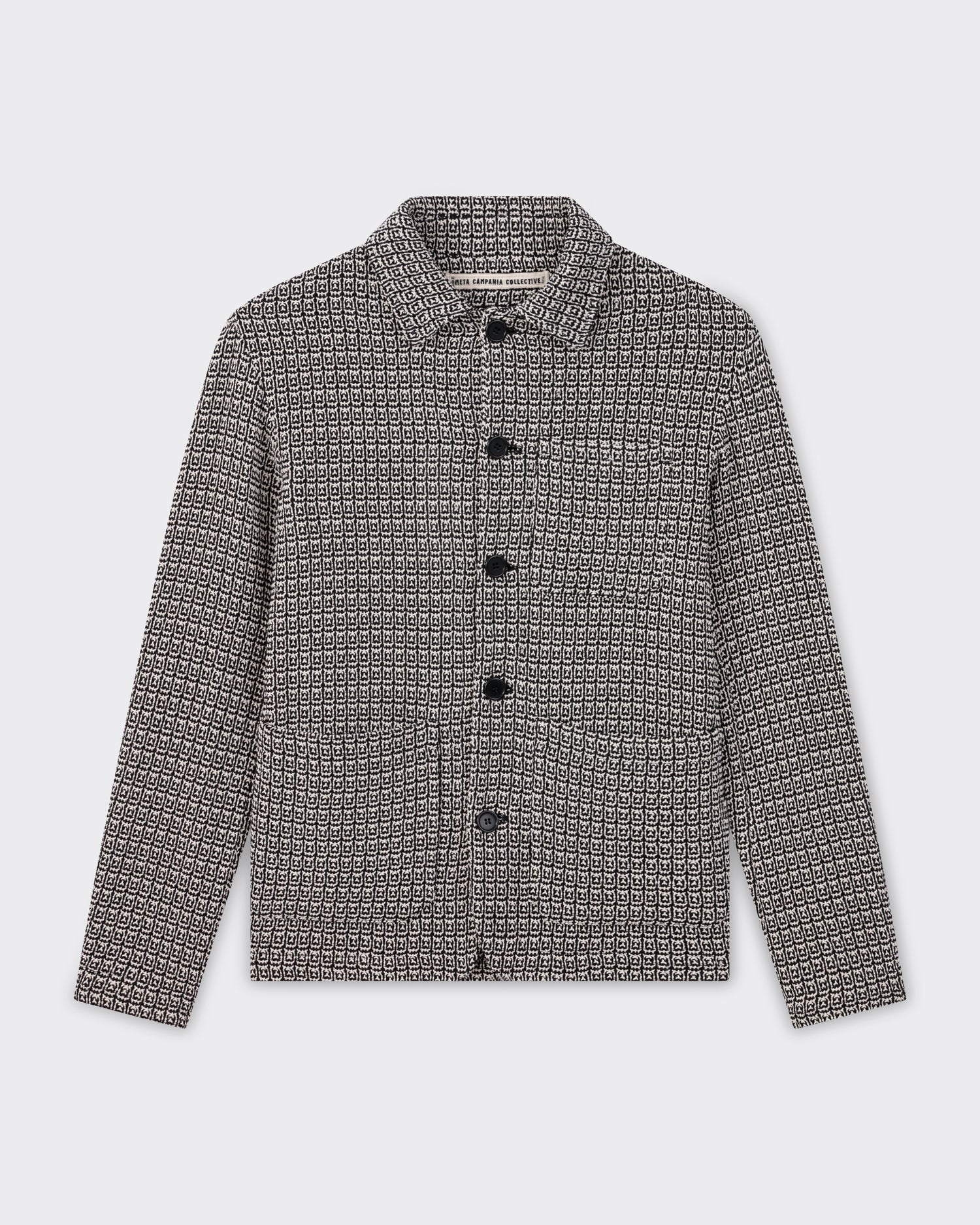 Meta Campania Collective unlined macramé cotton overshirt front view BEIGE HABILLEUR PARIS