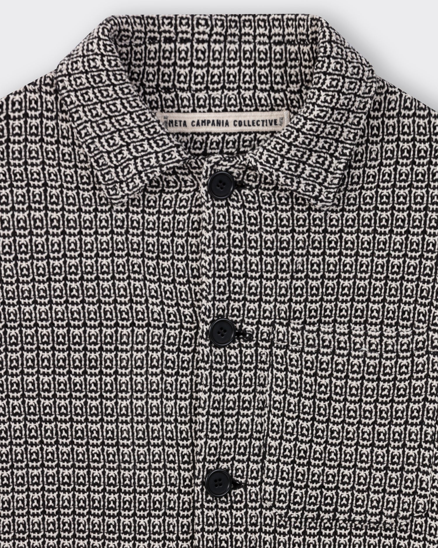 Meta Campania Collective overshirt macramé woven pattern detail BEIGE HABILLEUR PARIS
