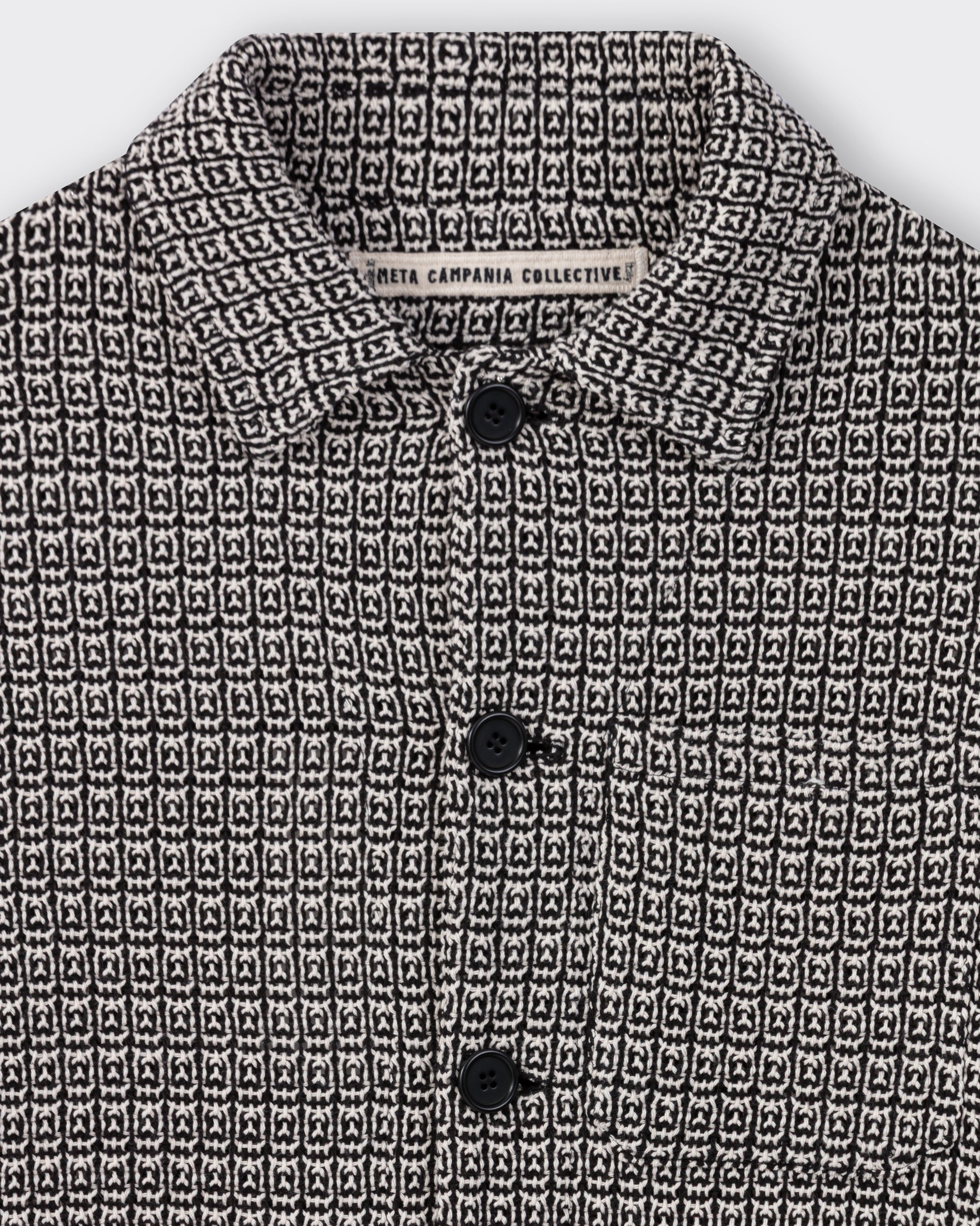 Meta Campania Collective overshirt macramé woven pattern detail BEIGE HABILLEUR PARIS