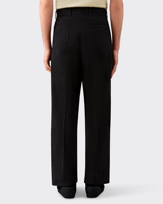 “PAUL” Linen & Cotton Trousers : Black