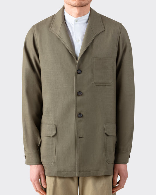 Olive Teba Jacket Justo Gimeno for BEIGE — front view