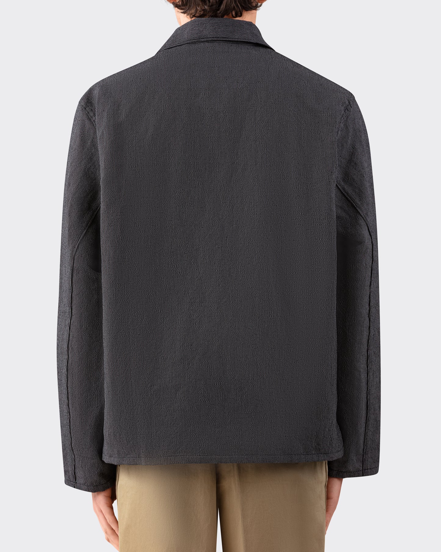 Cotton and Linen Sailor Shirt: Black-White