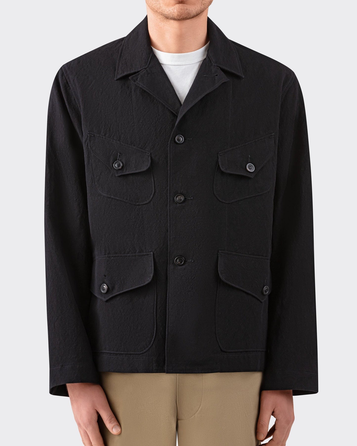 Linen & Cotton Jacket: Black