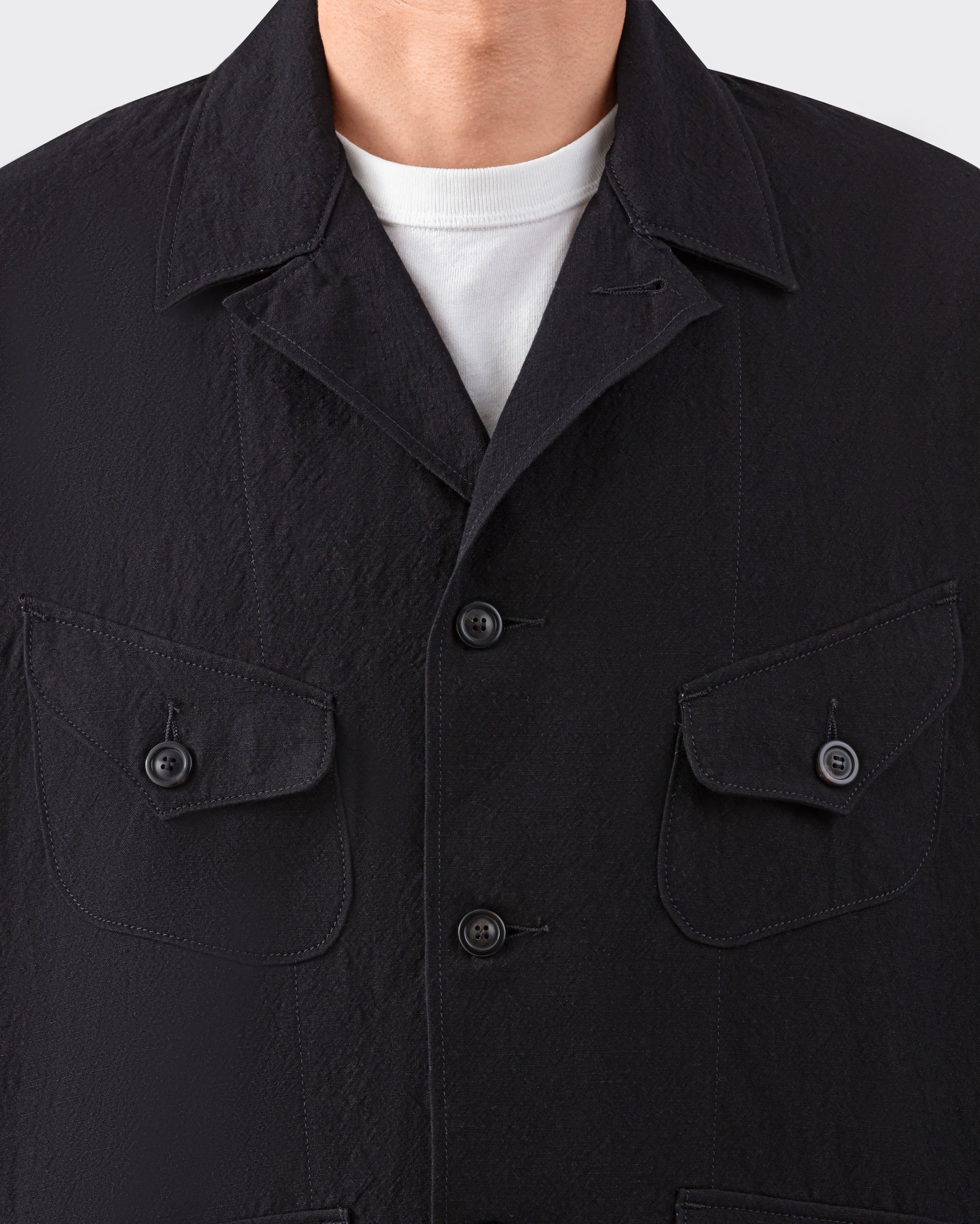 Col cranté veste de chasse noire Jean Laumet