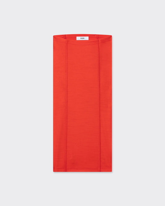 RIER wool jersey neck warmer in orange, laid flat