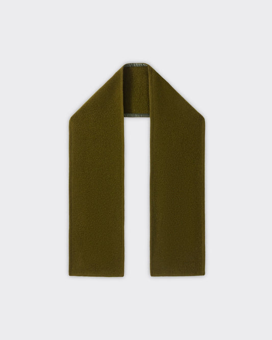 RIER wool fleece scarf in Soil olive green, laid flat
