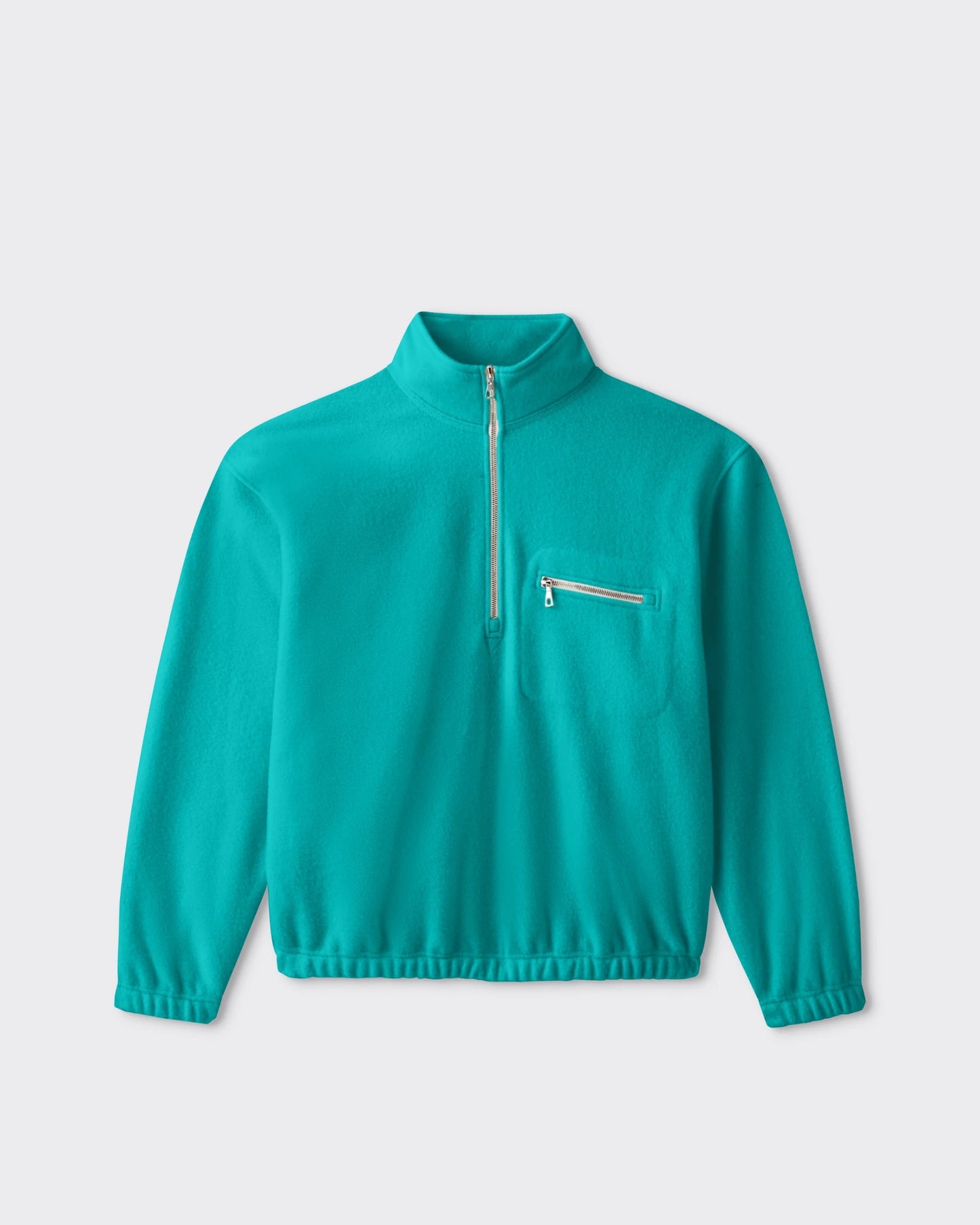 RIER wool fleece in Chlorophylle teal, front view