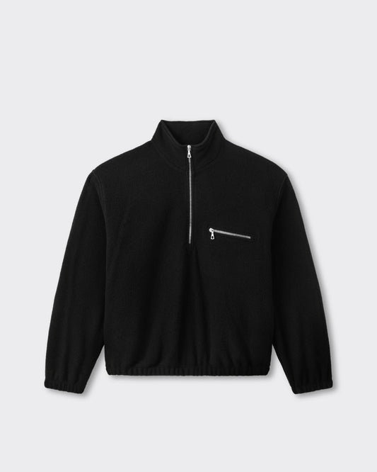 RIER wool fleece in black, front view