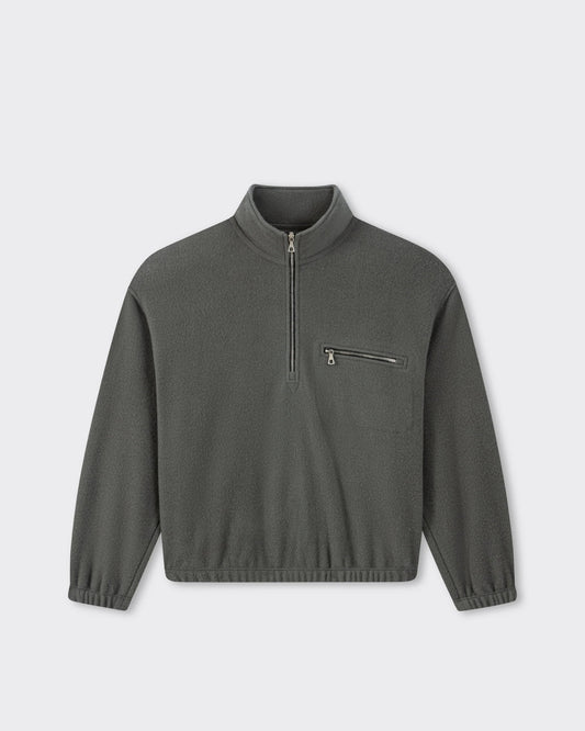 RIER wool fleece in Zinc grey, front view